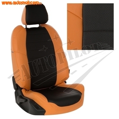 Honda Accord (2007+) Экокожа Оранжевый+Черный (фото)